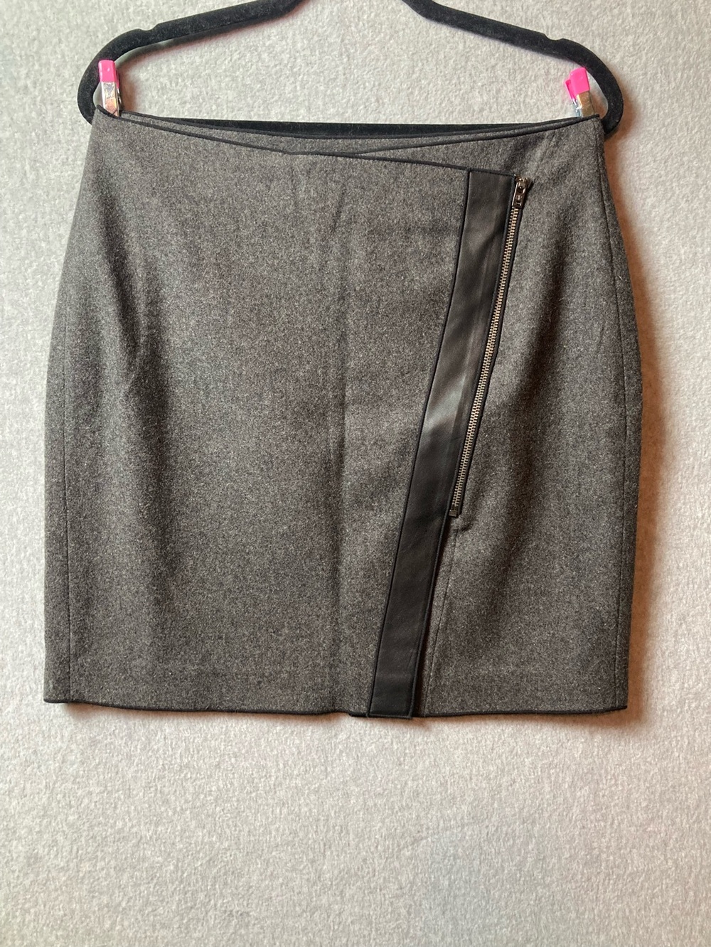 Banana Republic Gray Pencil Skirt with Black Faux-Leather Trim